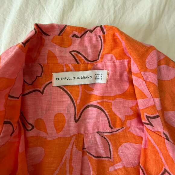 Faithfull The Brand Floral Linen Button-Front Top – Size S (US 4 / AUS 8) - Picture 2 of 3